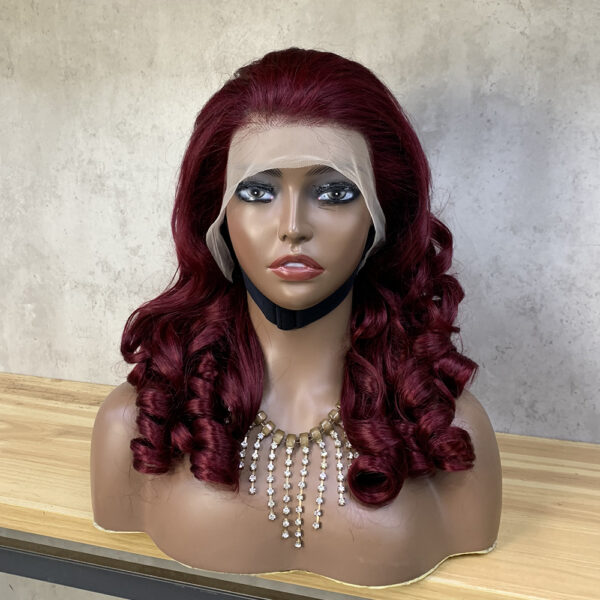 #99j Double Drawn Bouncy Curl 13x4 Transparent Lace Full Frontal 300% Density Wig - Image 2